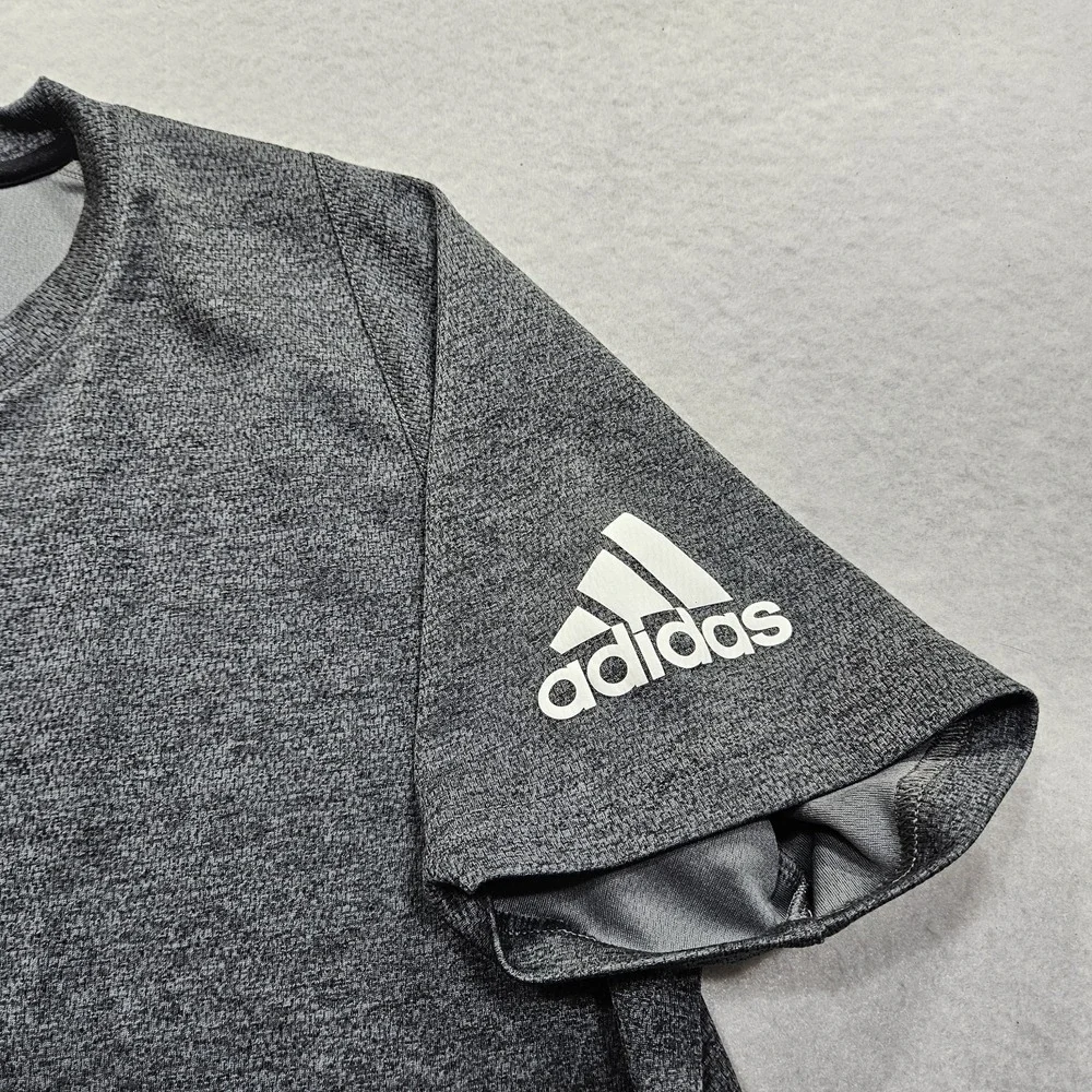 Adidas Heavy Knit Athletic T Shirt Mens Medium Charcoal Gray Raglan Sleeve
